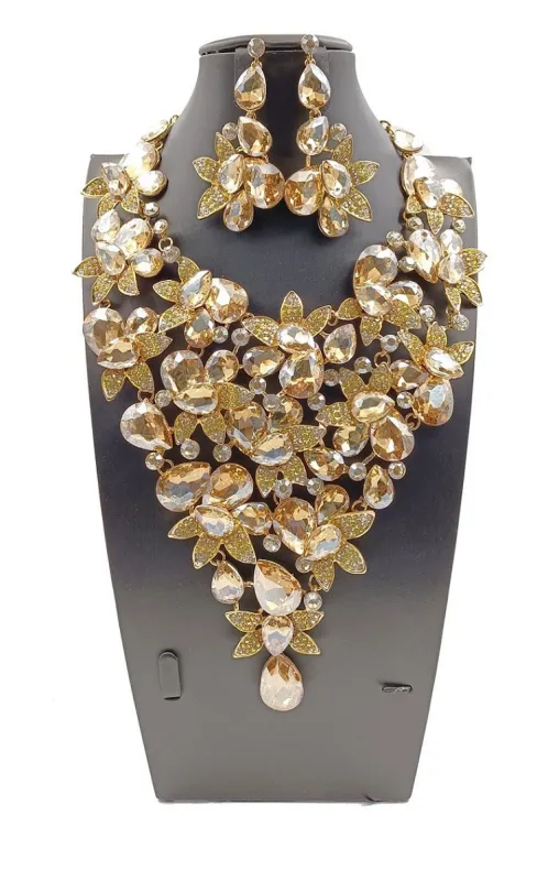 GOLD NECKLACE SET TOPAZ STONES ( 0052 2LT ) sold by Oh My Jewelry