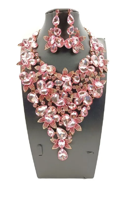 ROSE GOLD NECKLACE SET PINK STONES ( 0052 13P ) sold by Oh My Jewelry