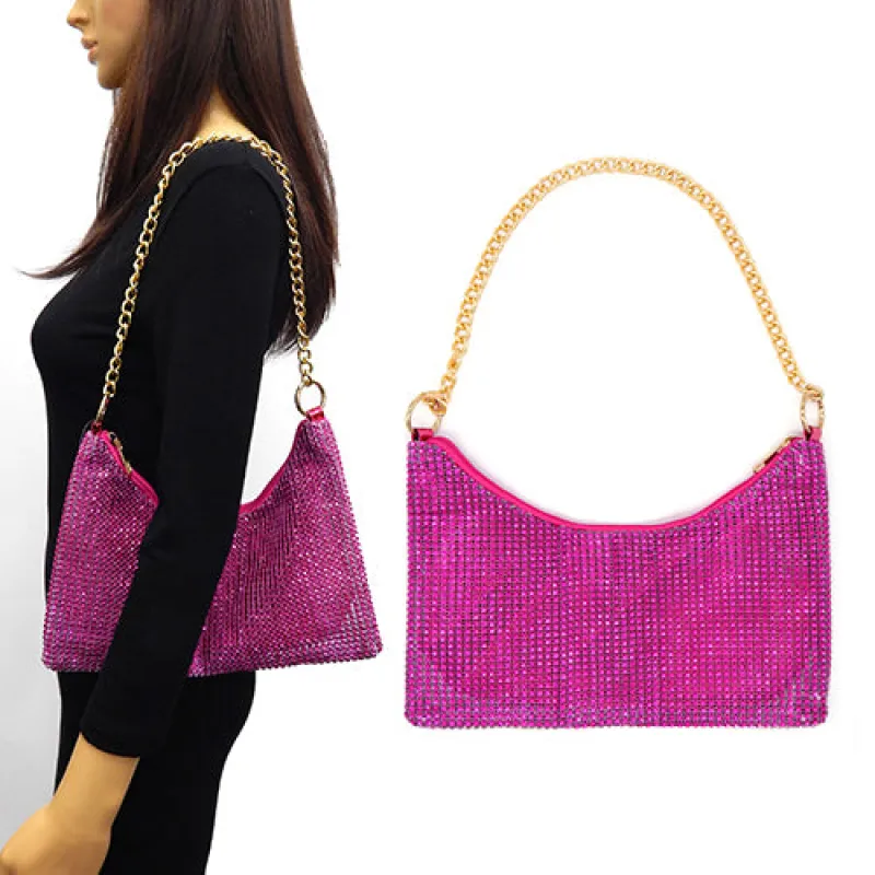 FUCHSIA RHINESTONE BAG WITH CHAIN STRAP ( 6193 FSH ) sold by Oh My Jewelry