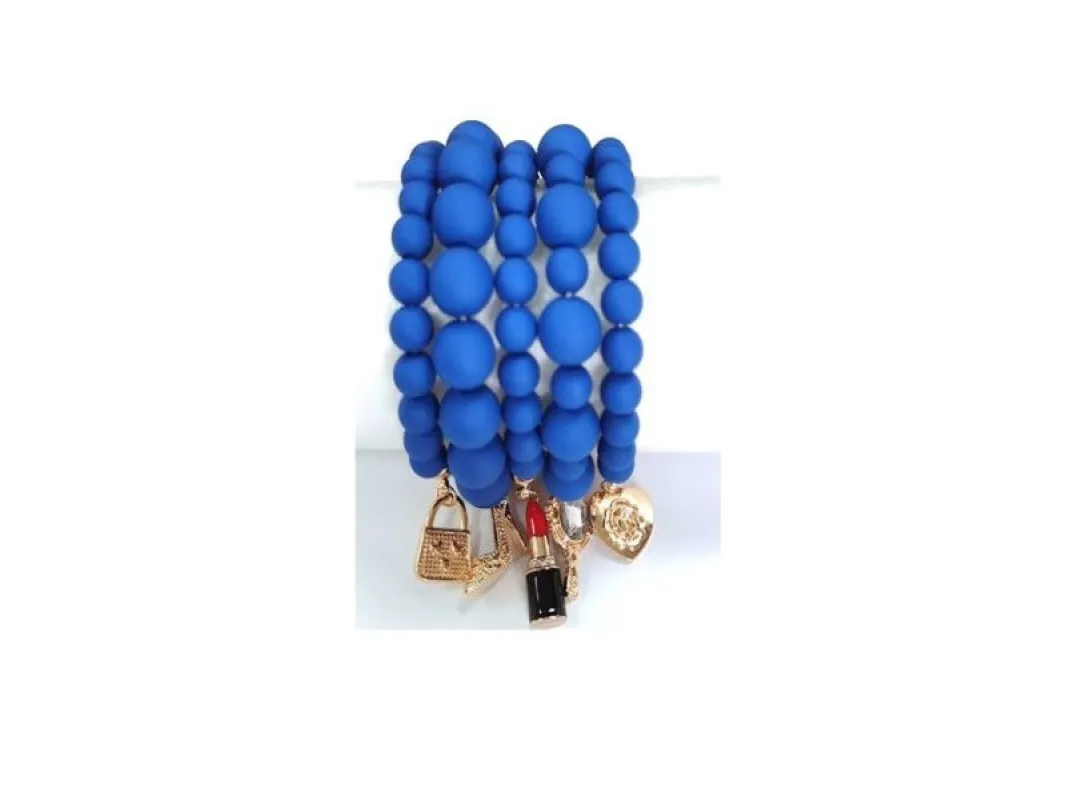 GOLD BLUE STRETCH BRACELET ( 8100 GDBLUE ) sold by Oh My Jewelry