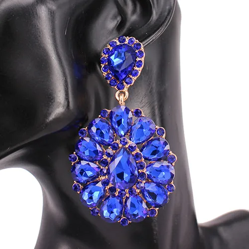 GOLD BLUE RHINESTONE EARRINGS ( 8237 GDSAP ) sold by Oh My Jewelry