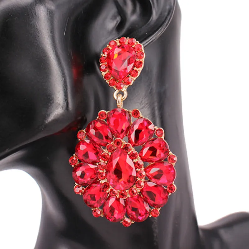 GOLD RED RHINESTONE EARRINGS ( 8237 GDLSM ) sold by Oh My Jewelry