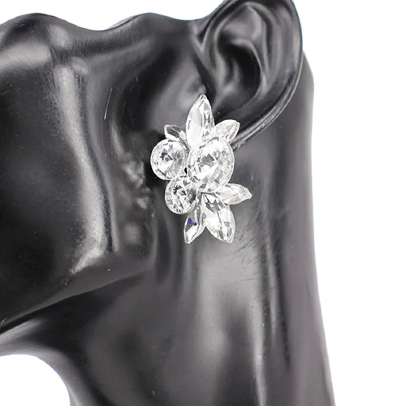 SILVER CLEAR EARRINGS ( 8210 RDCLR ) sold by Oh My Jewelry