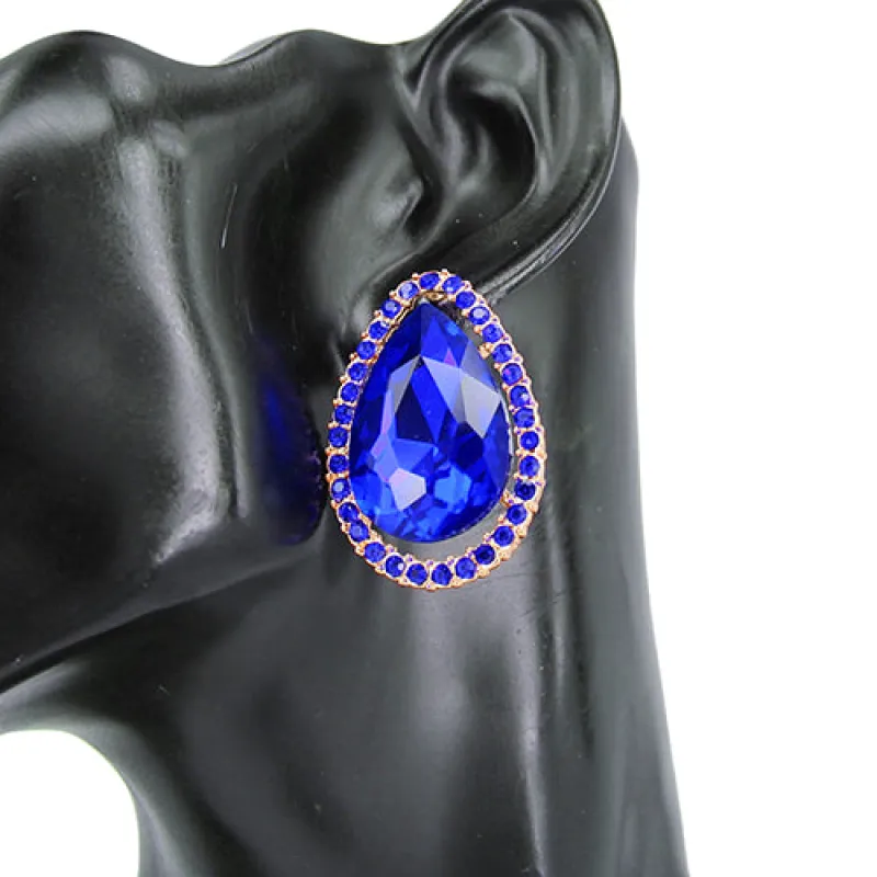 GOLD BLUE CLIP ON EARRINGS ( 8205 GDSAP ) sold by Oh My Jewelry