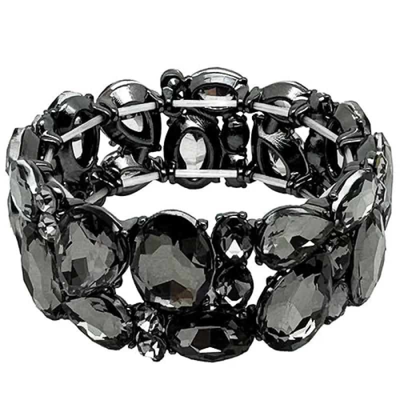 HEMATITE STRETCH BRACELET BLACK STONES ( 2049 HTGR ) sold by Oh My Jewelry