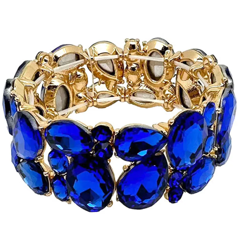 GOLD STRETCH BRACELET BLUE STONES ( 2049 GDSAP ) sold by Oh My Jewelry