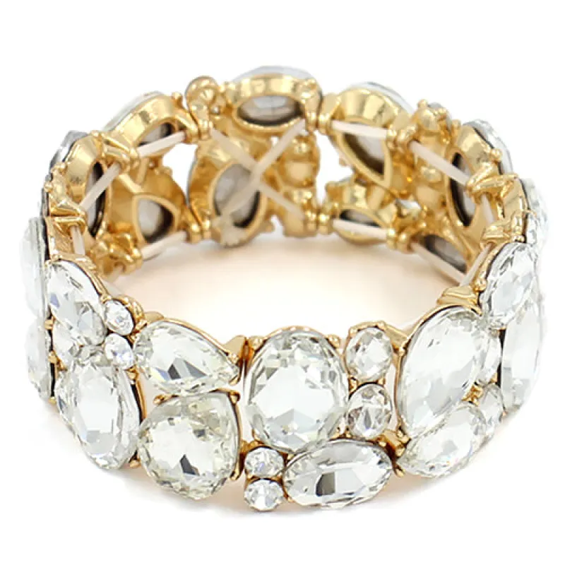 GOLD STRETCH BRACELET CLEAR STONES ( 2049 GDCLR ) sold by Oh My Jewelry