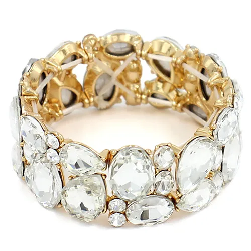 GOLD STRETCH BRACELET CLEAR STONES ( 2049 GDCLR ) sold by Oh My Jewelry