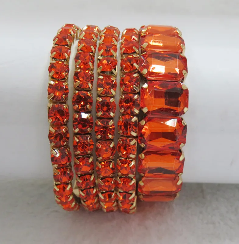GOLD STRETCH BRACELETS ORANGE STONES ( 629 GOR ) sold by Oh My Jewelry