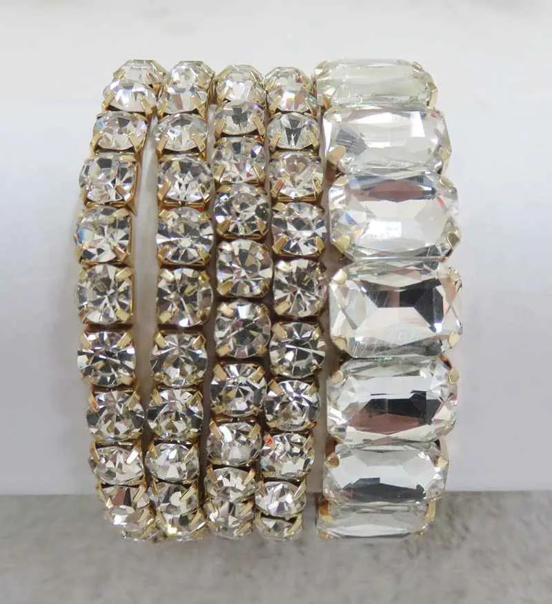 GOLD STRETCH BRACELETS CLEAR STONES ( 629 GCL ) sold by Oh My Jewelry