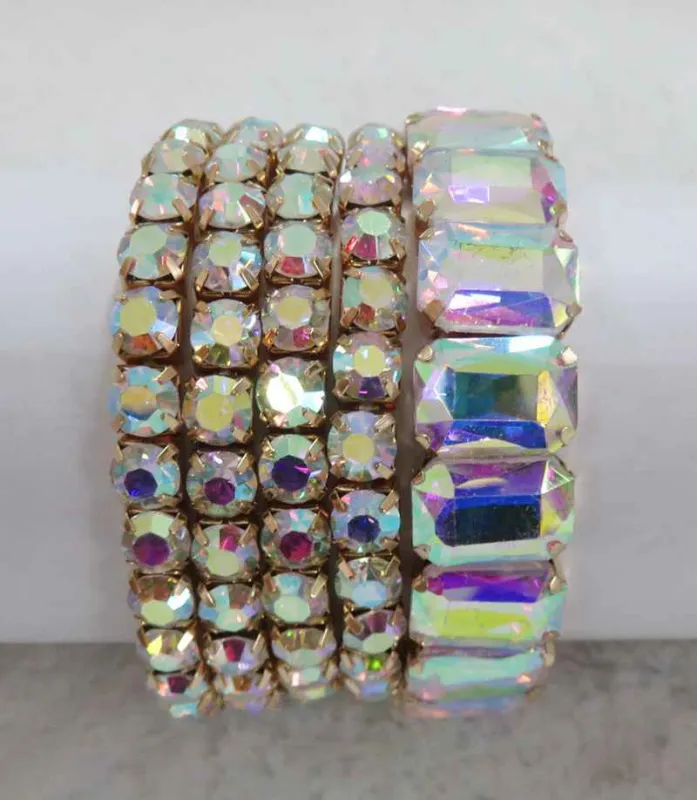 GOLD STRETCH BRACELETS AB STONES ( 629 GAB ) sold by Oh My Jewelry