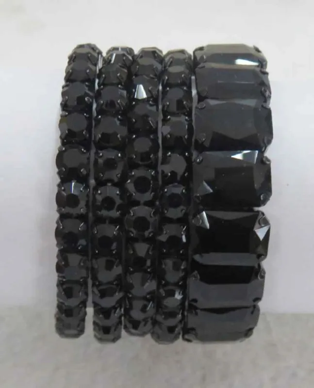 BLACK STRETCH BRACELETS BLACK STONES ( 629 BK ) sold by Oh My Jewelry