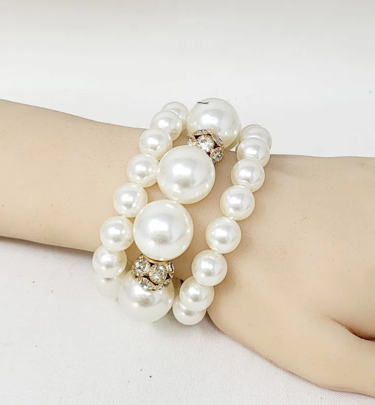 GOLD CREAM PEARL BRACELET ( 10434 GCR ) sold by Oh My Jewelry