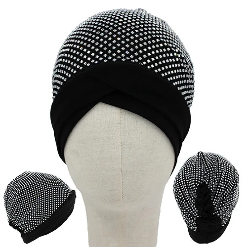 BLACK TURBAN REAL RHINESTONES ( 1436 BK ) sold by Oh My Jewelry
