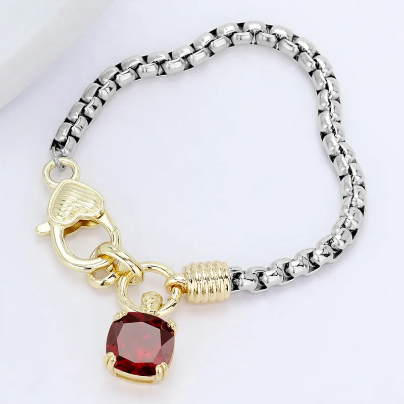 SILVER GOLD BRACELET STONE CHARM ( 9647 BKG ) sold by Oh My Jewelry