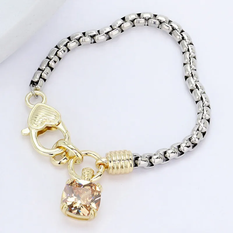 SILVER GOLD BRACELET STONE CHARM ( 9647 BKCH ) sold by Oh My Jewelry