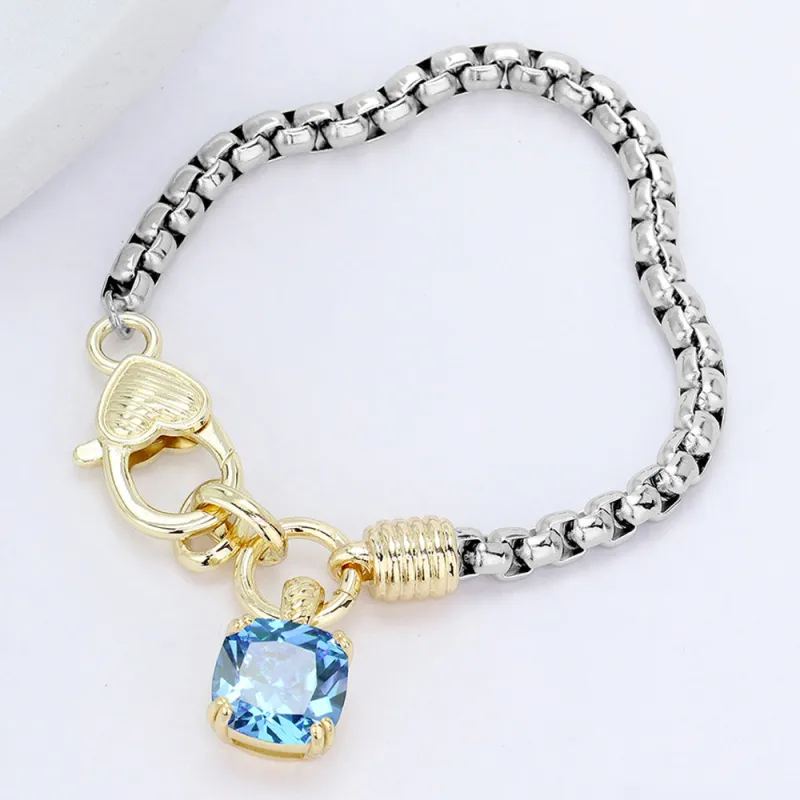 SILVER GOLD BRACELET STONE CHARM ( 9647 BKB ) sold by Oh My Jewelry