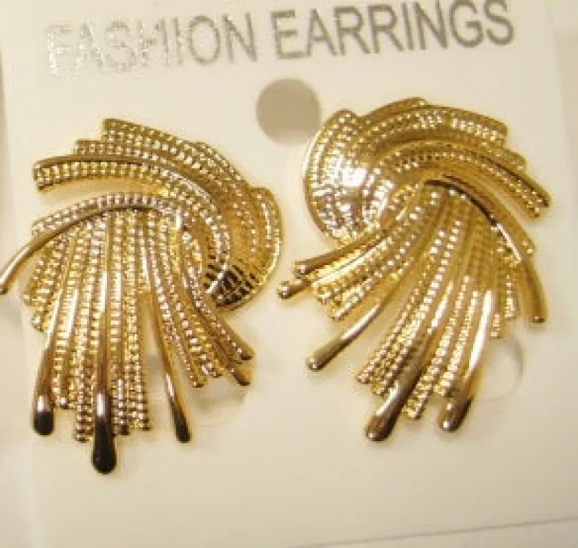 GOLD METAL SWIRL EARRINGS ( 3990 G ) sold by Oh My Jewelry