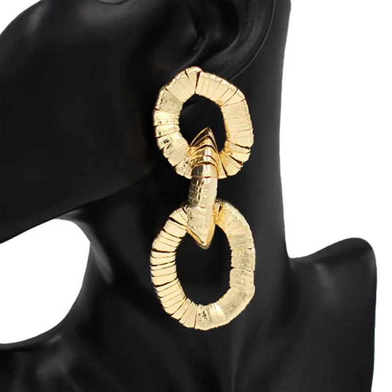 GOLD DANGLING RING EARRINGS ( 3498 GD ) sold by Oh My Jewelry
