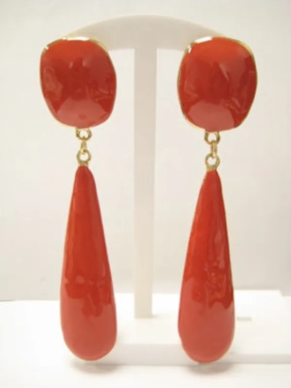 GOLD ORANGE DANGLING CLIP ON EARRINGS ( 3271 OR ) sold by Oh My Jewelry