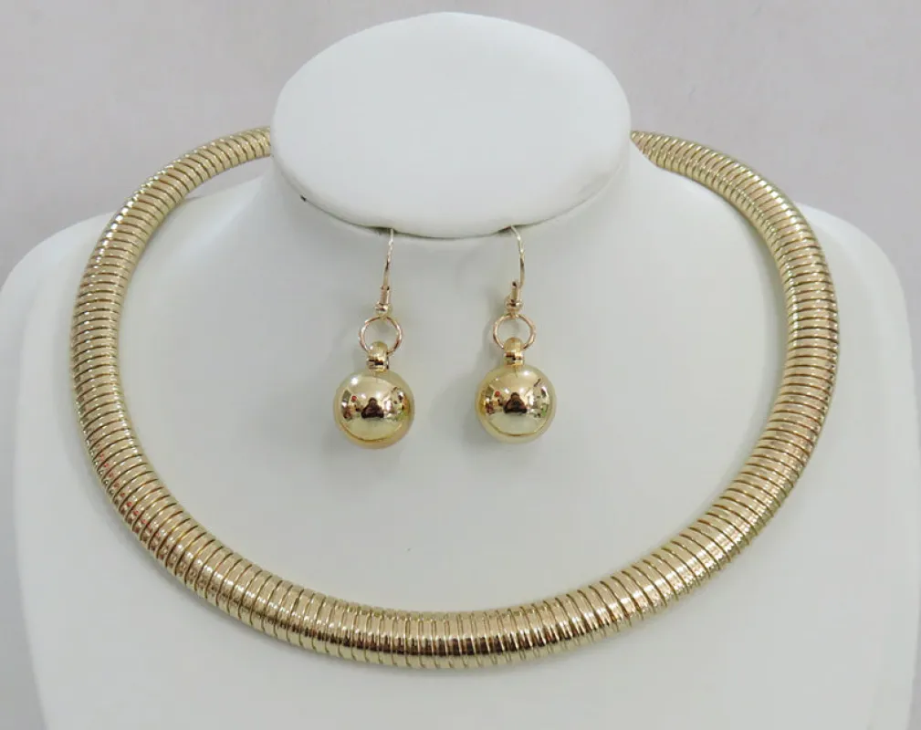 GOLD CHOKER NECKLACE SET ( 5005 G ) sold by Oh My Jewelry