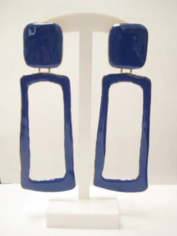 GOLD BLUE CLIP ON EARRINGS ( 3272 BL ) made by Oh My Jewelry