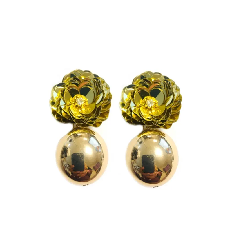 SEQUIN EARRINGS GOLD ( 186 GD ) sold by Oh My Jewelry