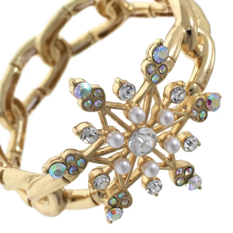 GOLD SNOWFLAKE STRETCH BRACELET ( 82116 XABG ) sold by Oh My Jewelry