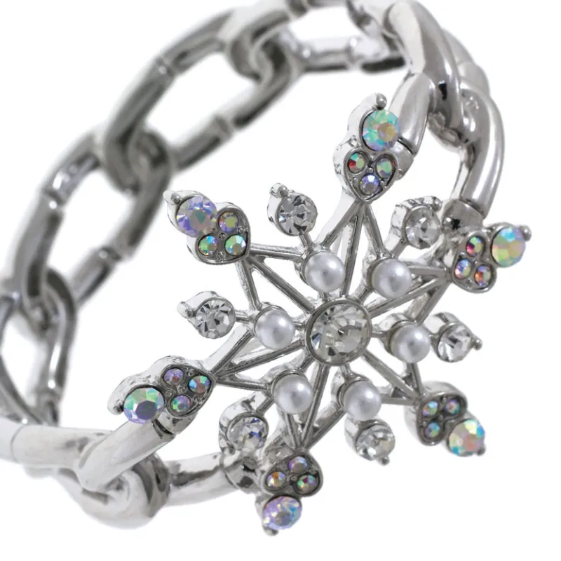 SILVER SNOWFLAKE STRETCH BRACELET ( 82116 XABS ) sold by Oh My Jewelry