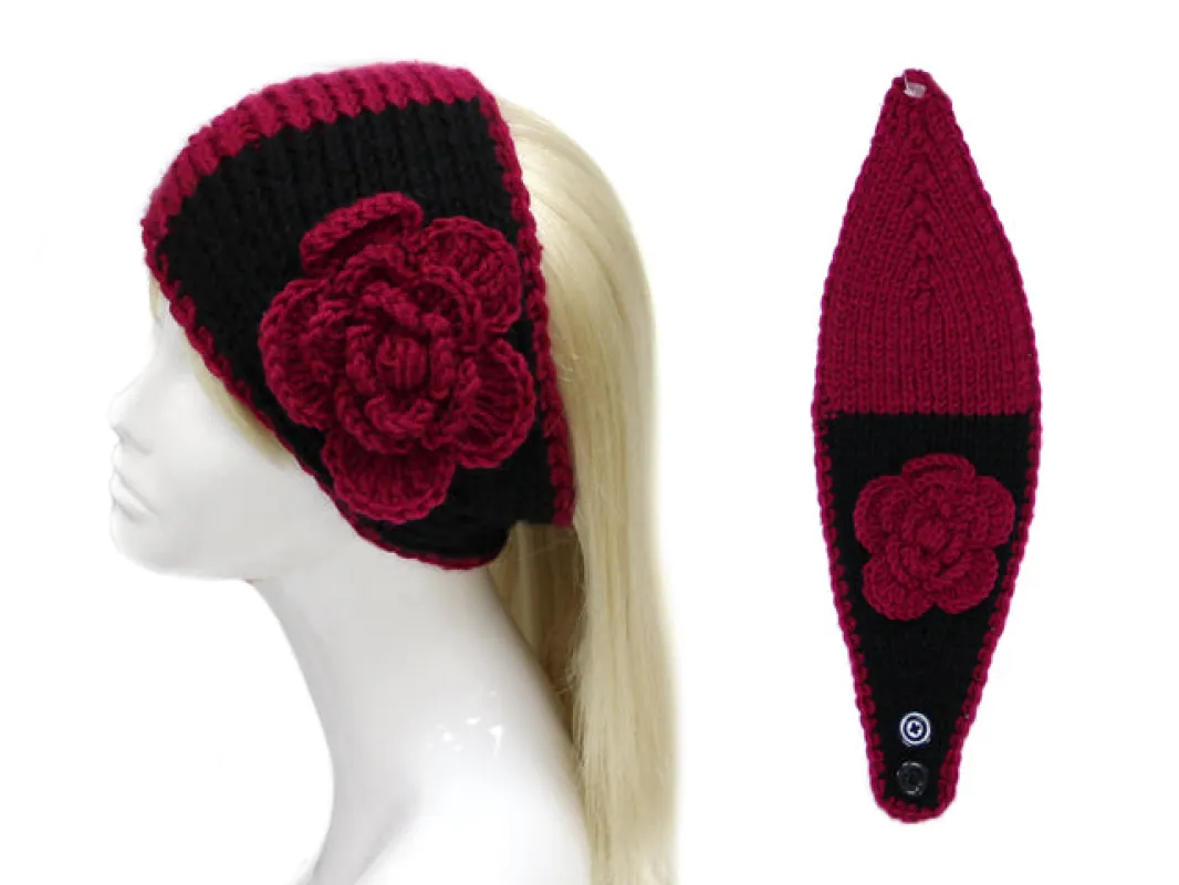 BLACK FUCHSIA KNIT HEADBAND ( 0132 JF ) sold by Oh My Jewelry