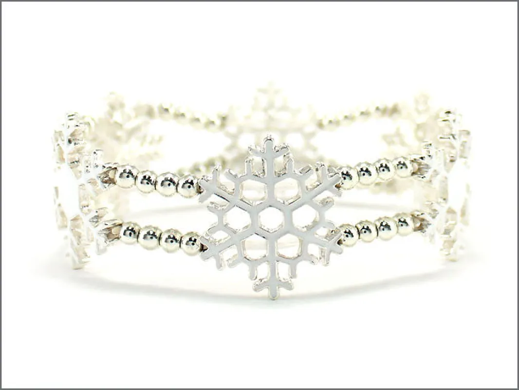 SILVER SNOWFLAKE STRETCH BRACELET ( 03702 SVWHT ) made by Oh My Jewelry