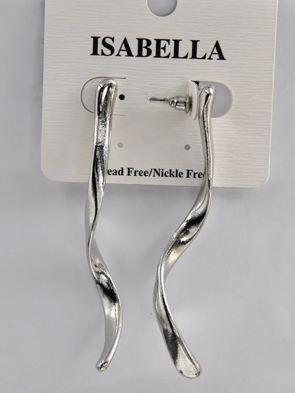 TWISTED METAL EARRINGS SILVER ( 242412 S ) made by Oh My Jewelry