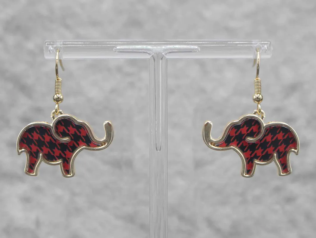 ELEPHANT HOUNDSTOOTH BUBBLE EARRINGS ( 0133 GLRED ) made by Oh My Jewelry
