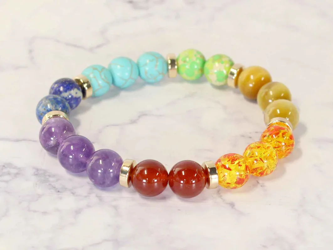 CHAKRA HEALING STONES BRACELET ( 0931 GLMUL ) sold by Oh My Jewelry