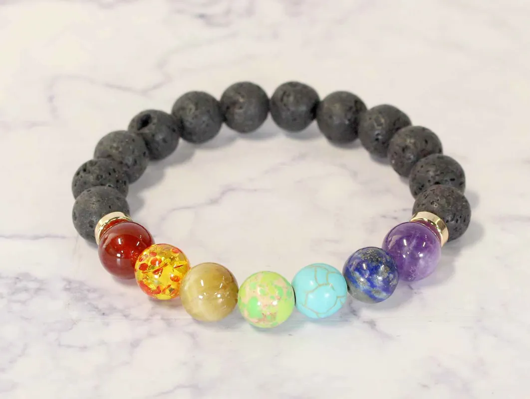 CHAKRA HEALING STONES BRACELET ( 0929 GLMUL ) sold by Oh My Jewelry