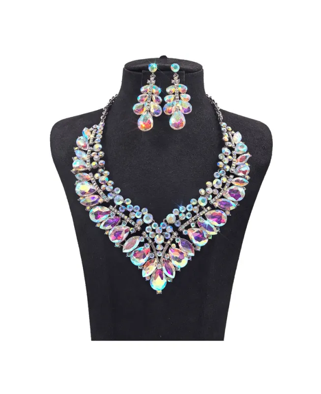 NECKLACE SET SILVER AB ( 0118 3X ) sold by Oh My Jewelry