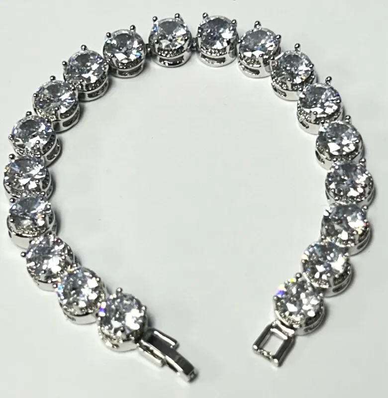 SILVER BRACELET CLEAR CZ STONES ( 5055 ) sold by Oh My Jewelry