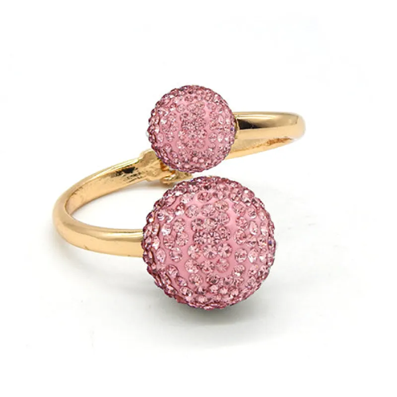 GOLD CUFF BANGLE PINK STONES ( 2262 GDPNK ) sold by Oh My Jewelry