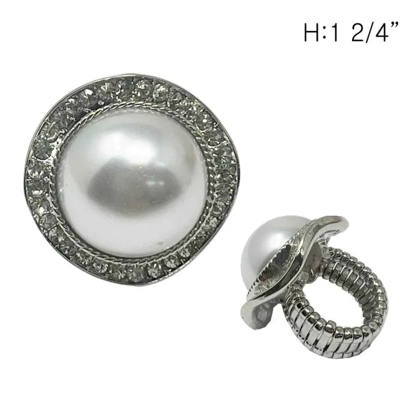 SILVER STRETCH RING CLEAR STONES WHITE PEARLS ( 93 RWH ) sold by Oh My Jewelry
