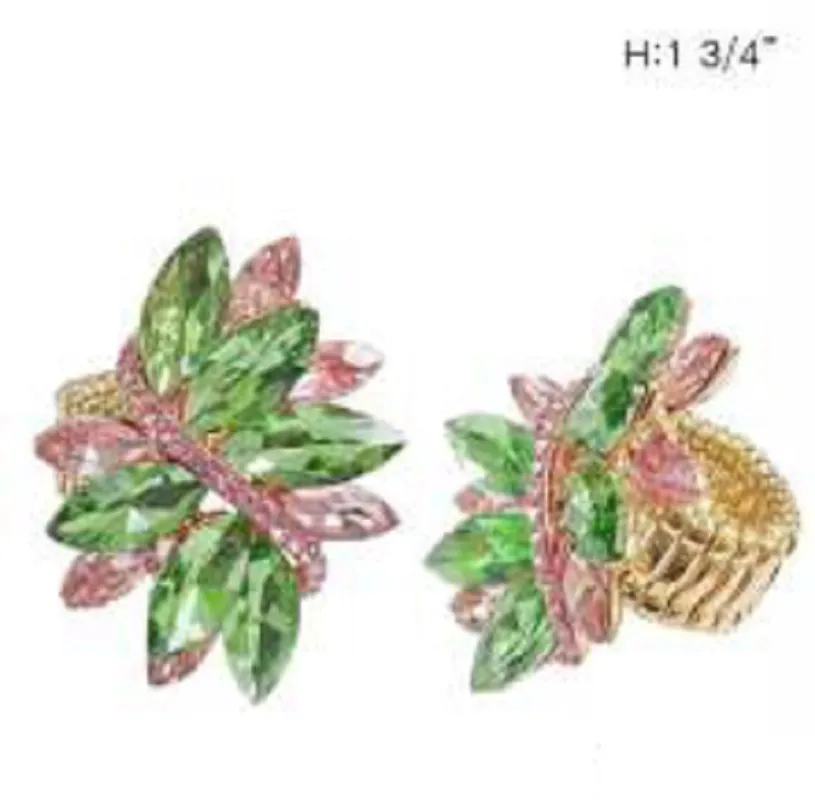 Gold STRETCH RING Pink Green RHINESTONES ( 70 GPL ) sold by Oh My Jewelry
