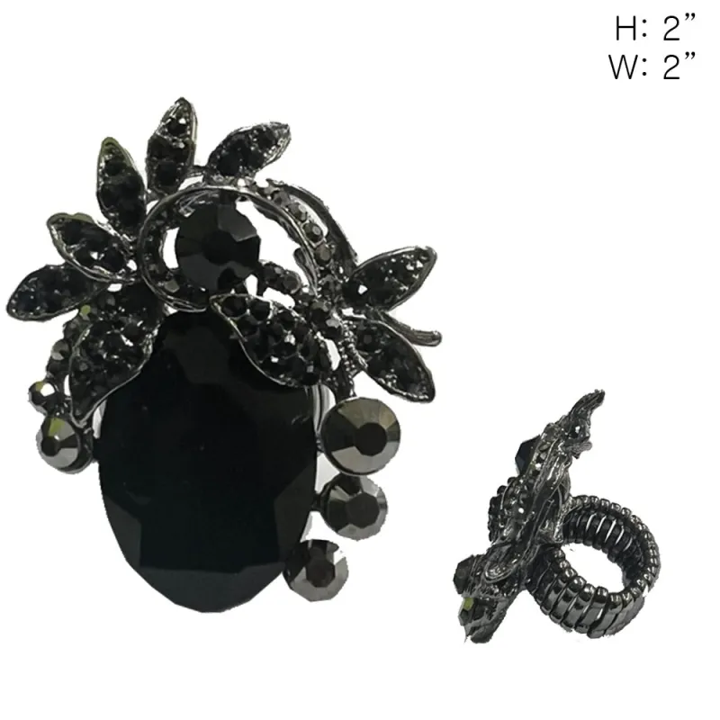 BLACK STRETCH RING BLACK STONES ( 47 BBK ) sold by Oh My Jewelry