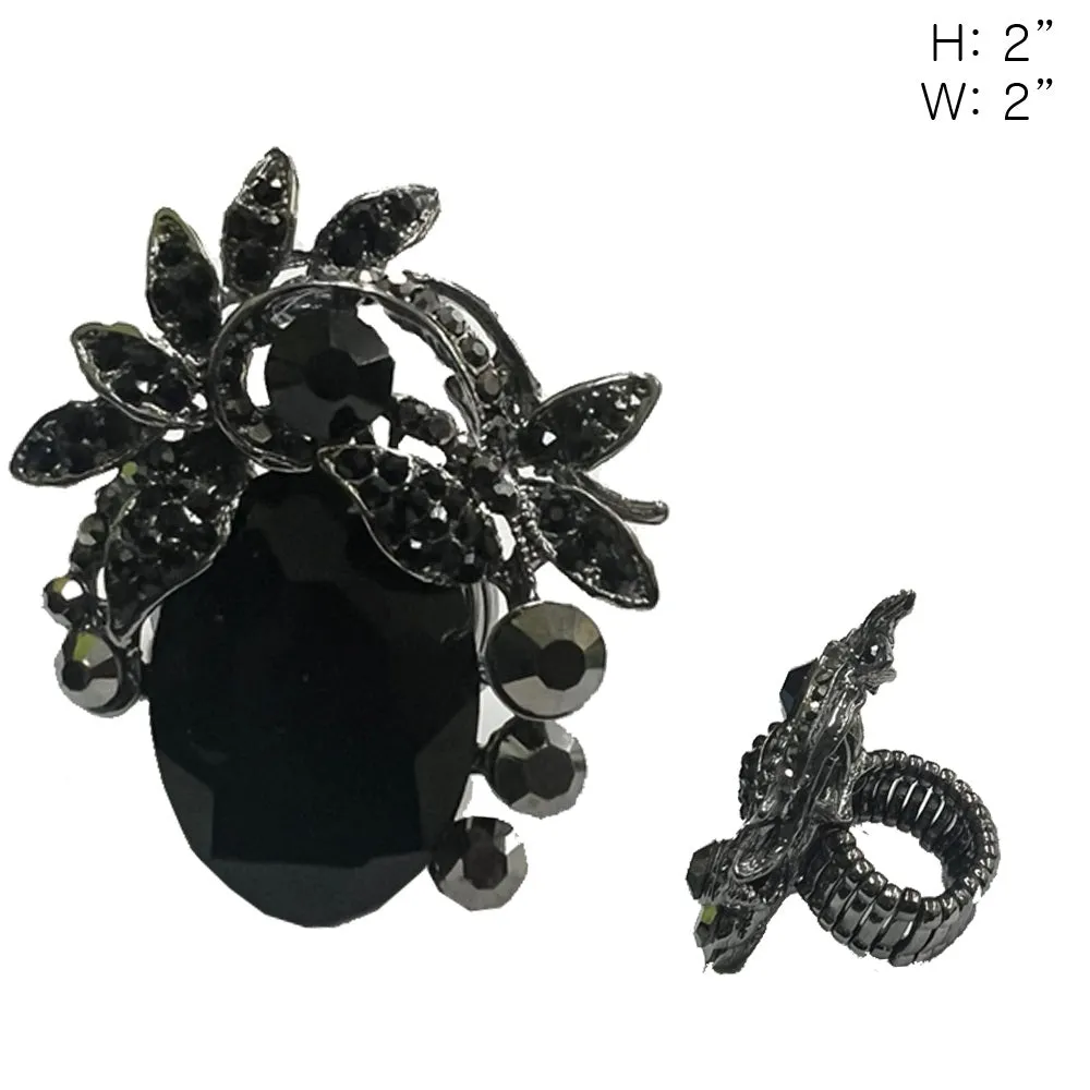 BLACK STRETCH RING BLACK STONES ( 47 BBK ) sold by Oh My Jewelry