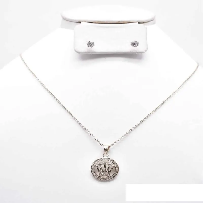 CROWN CZ NECKLACE SET ( 1237 R ) made by Oh My Jewelry