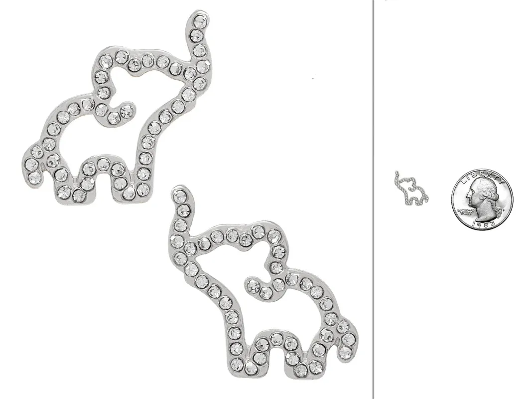 ELEPHANT SHAPE EARRINGS CLEAR STONES ( 7328 S ) made by Oh My Jewelry