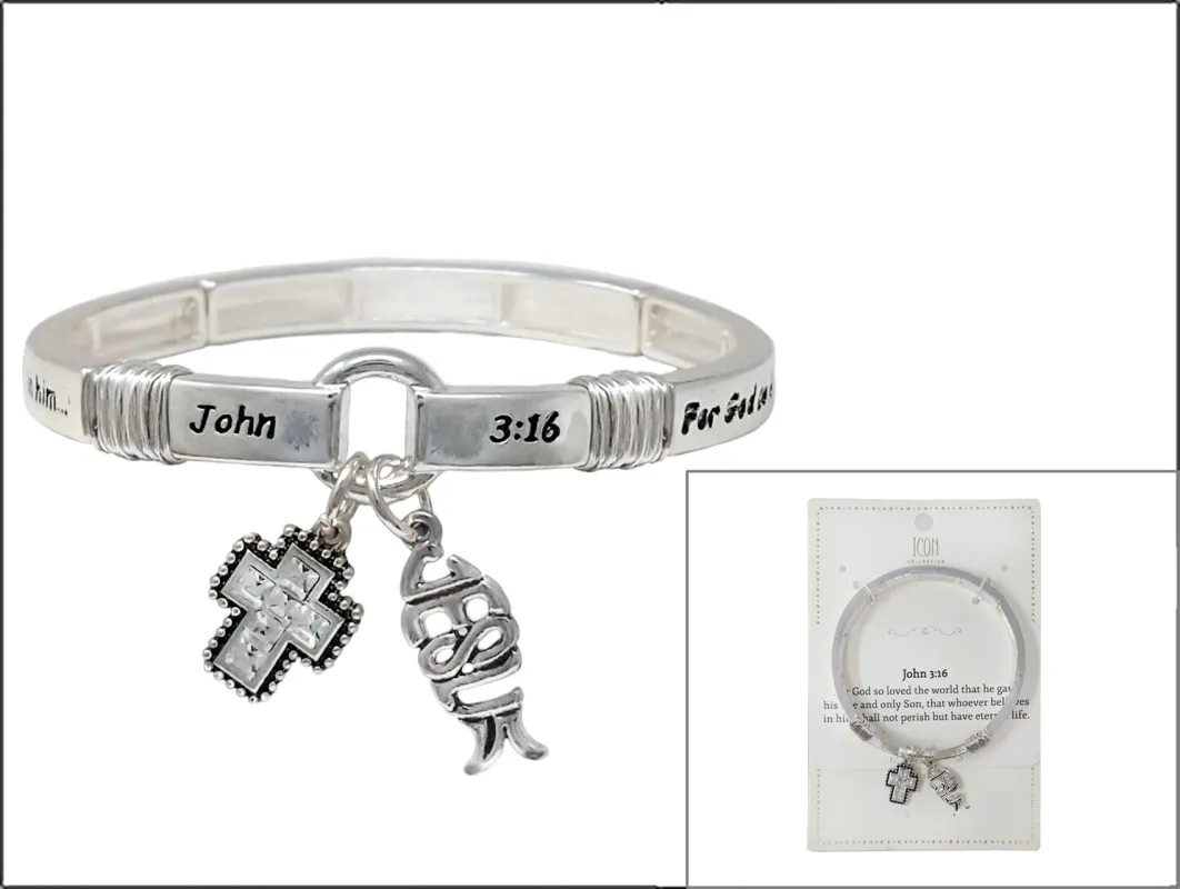 CROSS CHARM BRACELET ( 02981 ASCR ) sold by Oh My Jewelry