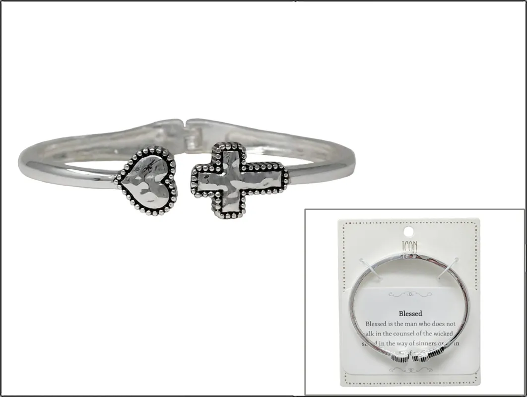 HEART CROSS CUFF BANGLE ( 02976 AS ) sold by Oh My Jewelry
