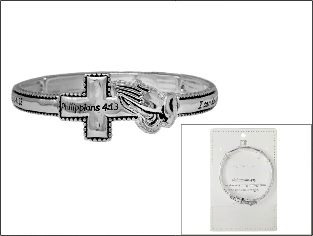 SILVER CROSS BRACELET PHILIPPIANS 4:1 ( 02836 AS ) sold by Oh My Jewelry