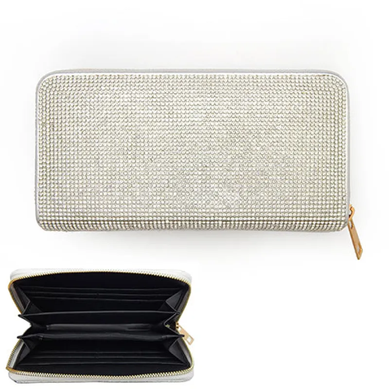 CLEAR Rhinestone Wallet with GOLD Single Zipper ( 6050 SVCLR ) sold by Oh My Jewelry