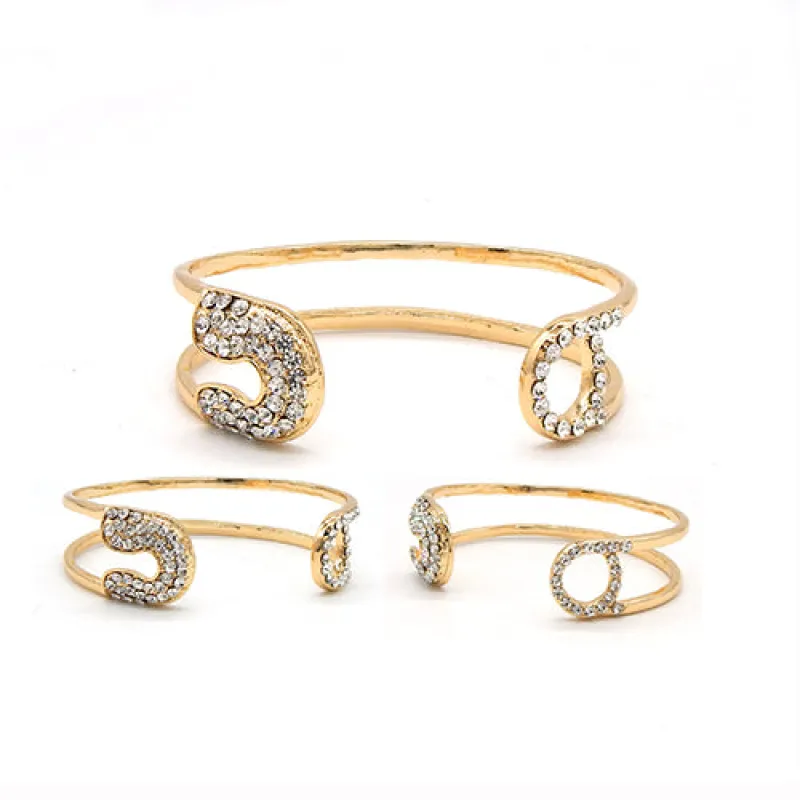 GOLD CUFF BANGLE CLEAR STONES ( 2271 GDCLR ) sold by Oh My Jewelry