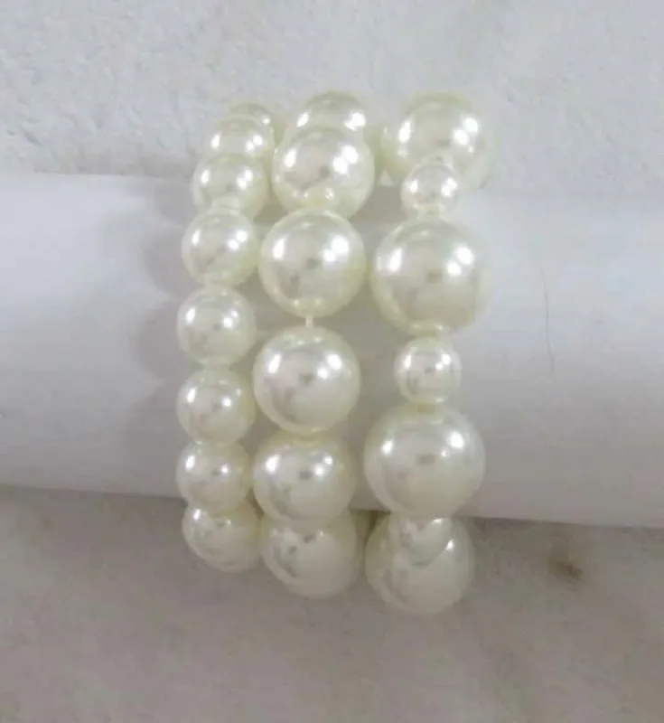 3 LAYER CREAM STRETCH BRACELET ( 593 CRM ) sold by Oh My Jewelry